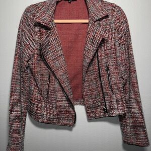 Papaya Red and Black Tweed Blazer